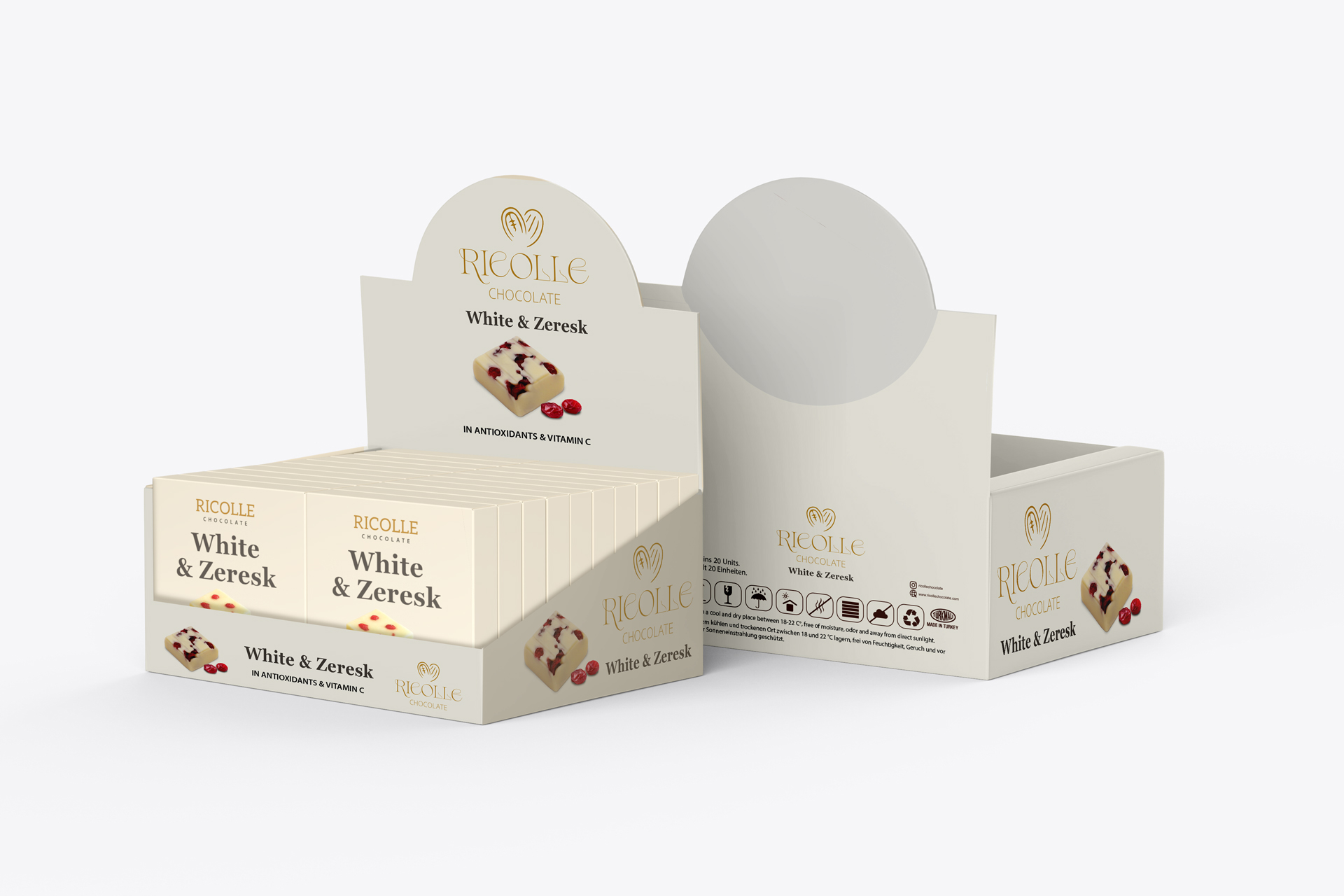 Ricolle Chocolate White and Zereshk 100 Gr